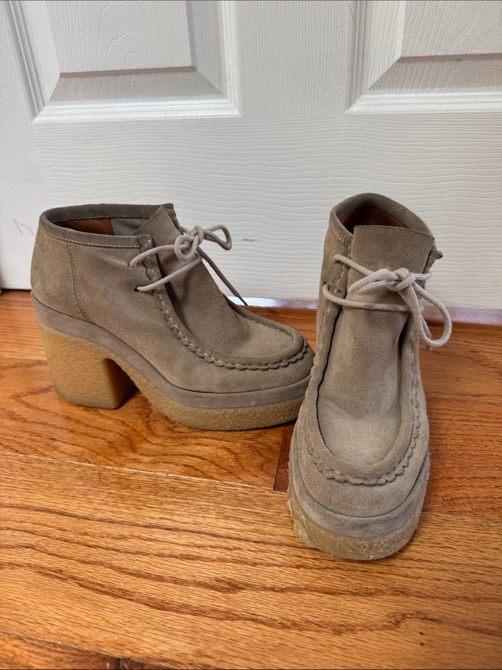 Chloe Taupe Suede Platform Ankle Boots
